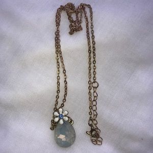 Spring Baby Blue Floral Gem Crystal Stone Necklace